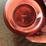 Red Mela ice bucket with ettore Sottsass brushed brass stem, 1950s