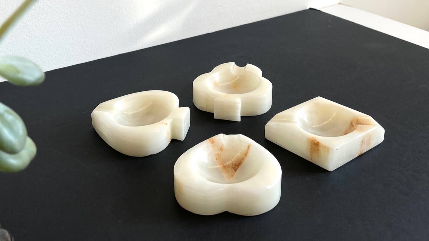 Vintage playing cards onyx ashtrays