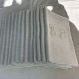 Ensemble de 12 serviettes blanches 19eme marquées « BL »