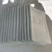 Set of 12 19th century white napkins marked “BL”