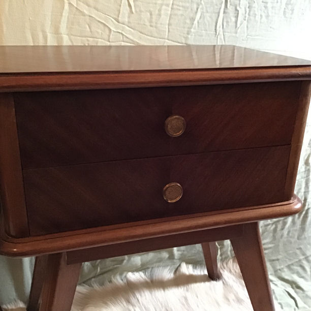 Pair of bedside tables Scandinavian feet 50's compass