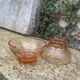 10 coupes à champagne en verre rose vintage