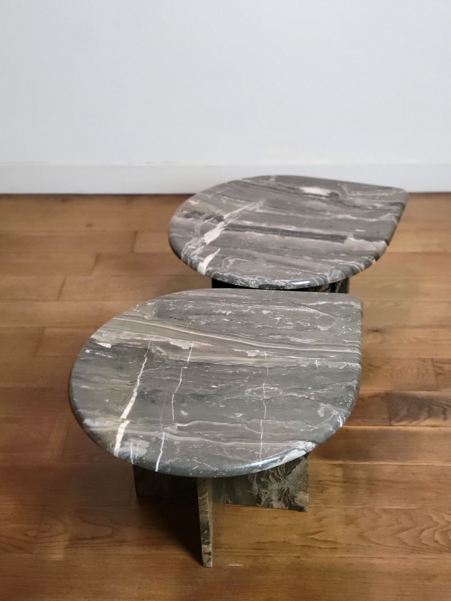 Vintage organically shaped marble side tables, Germany 1970