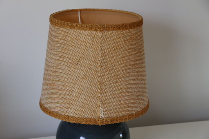 Blue ceramic lamp with lampshade