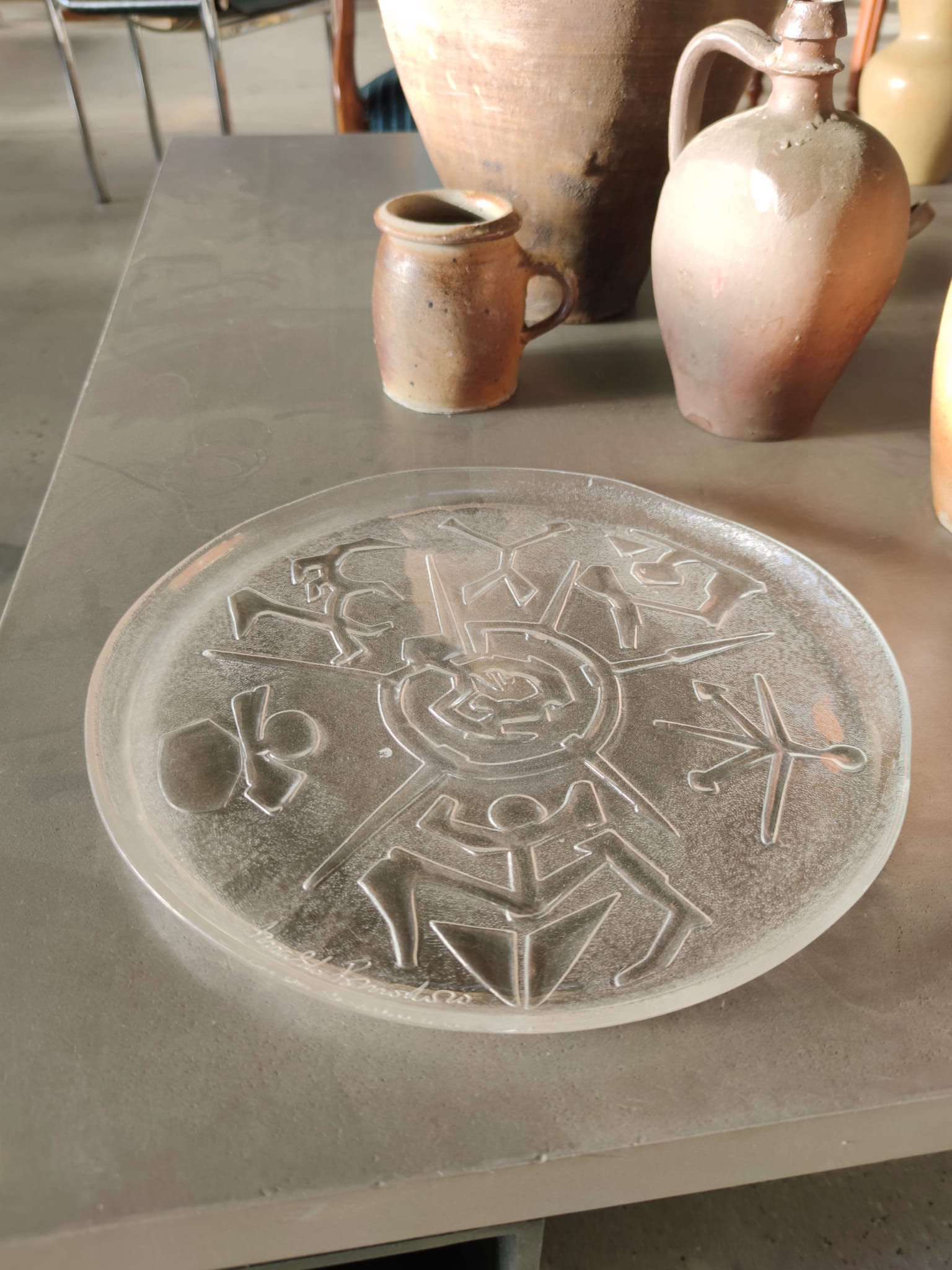 Glass dish by Arnaldo Pomodoro Ars D Milano