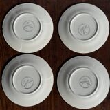 Set of 4 Italian ceramic plates in green, orange, and yellow splashes D20.