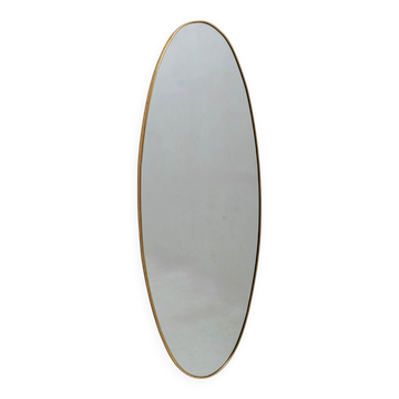 Attributed Gio Ponti Mid-century Modern Italian Brass Big Wall Mirror, 1950