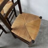 Set of 4 straw chairs from the 50s Dudouyt
