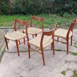 4 chaises Arne Wahl Iversen cordage neuf