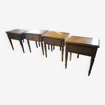 Series of 4 solid teak bedside tables circa 1980