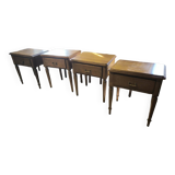 Series of 4 solid teak bedside tables circa 1980