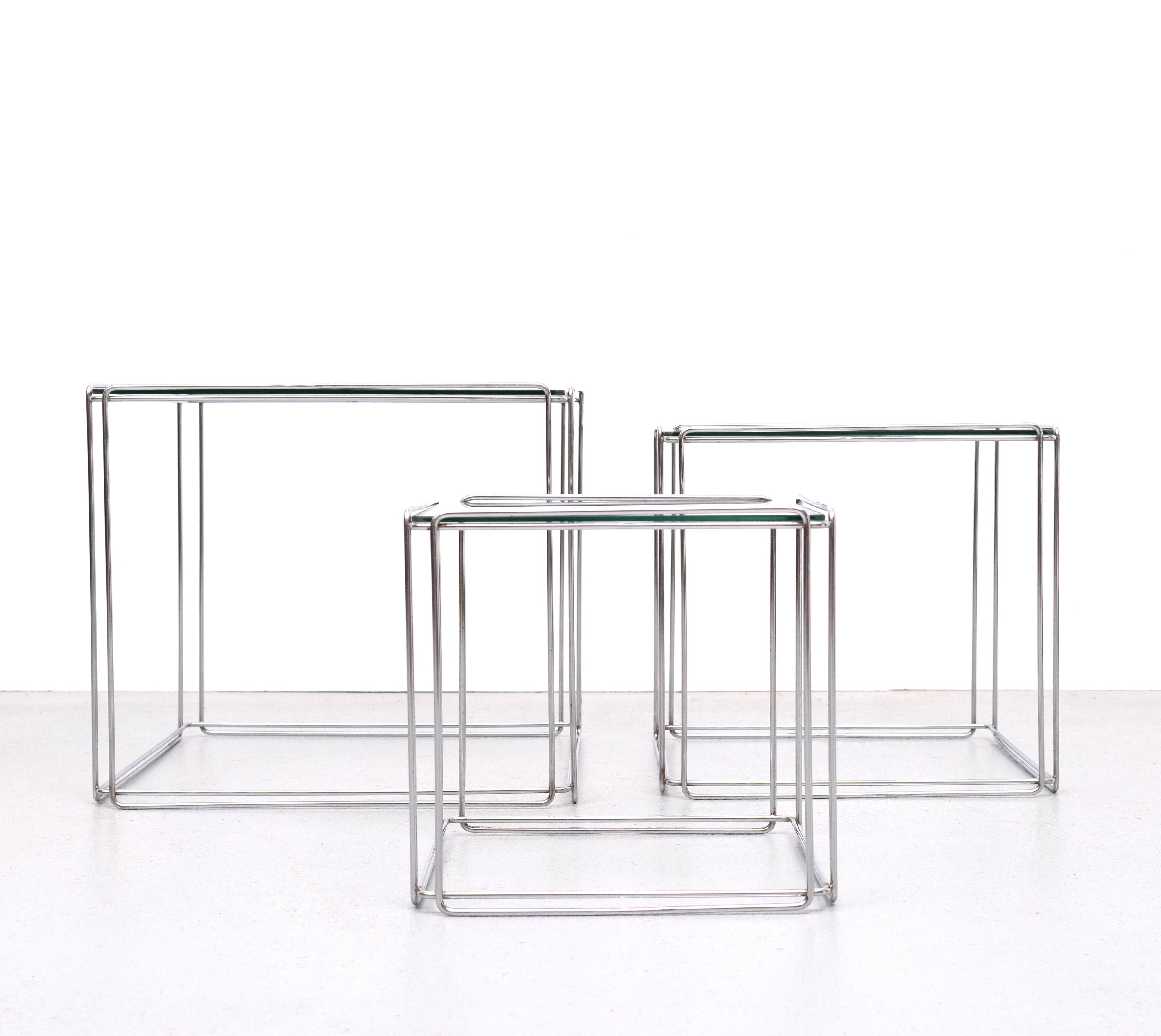 Isocèle Chrome Nesting Tables Max Sauze, 1970s France