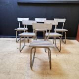 6 vintage garden chairs made of wood and metal
