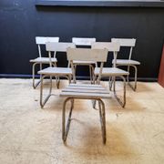 6 vintage garden chairs made of wood and metal