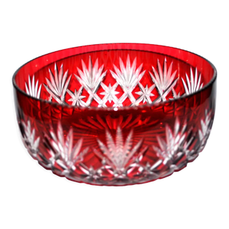 Red lined crystal cup of Saint-Louis model Massenet 1930