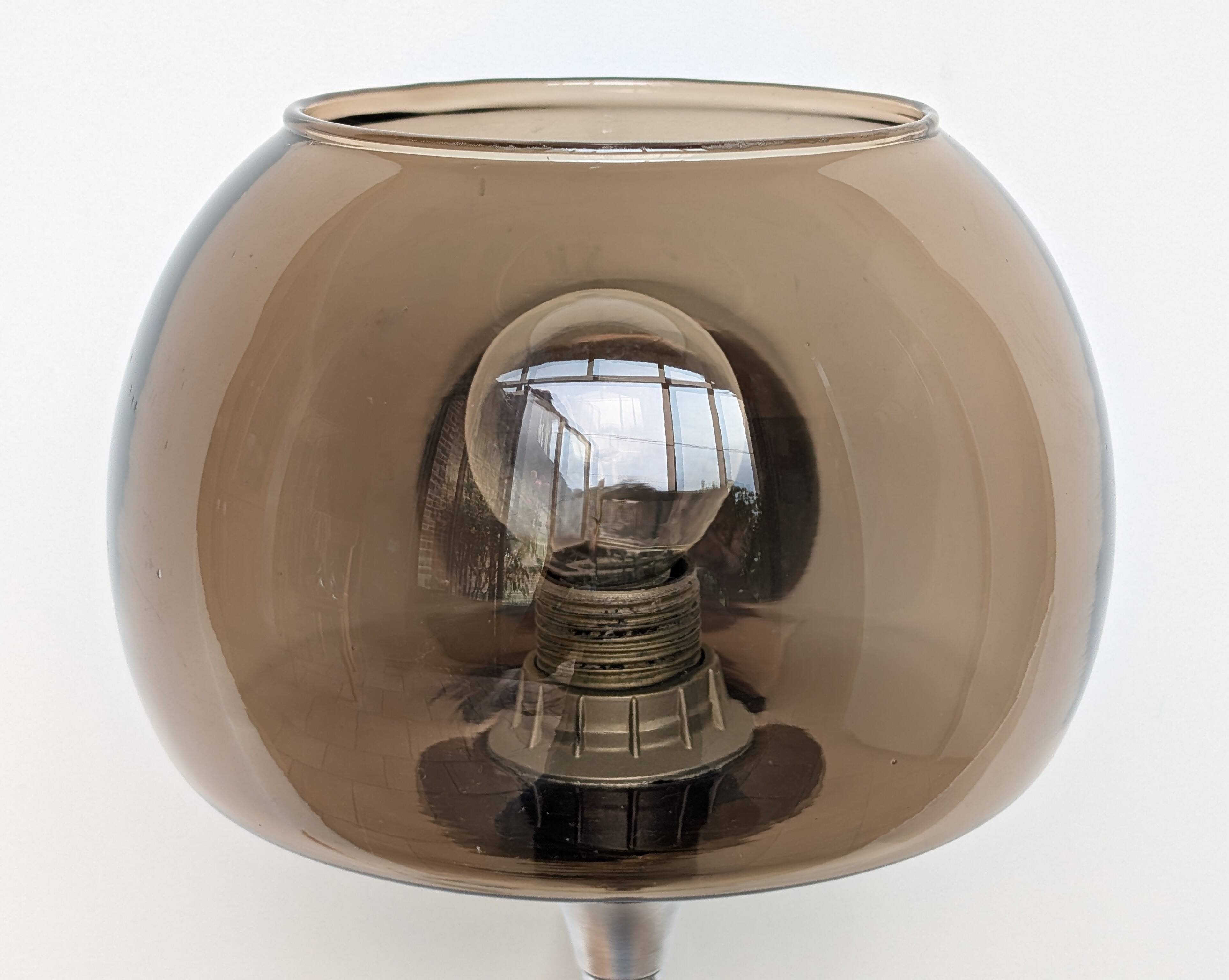 Pair of chrome and glass wall lights