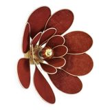Flower wall light made of rattan and terracotta linen petals