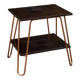 Vintage double wooden side table with copper base from the 50s