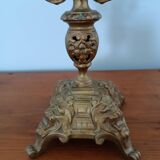 Bronze candlestick with lion head decoration