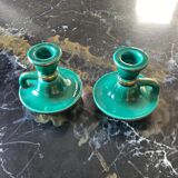 Pair of numbered ceramic candlesticks
