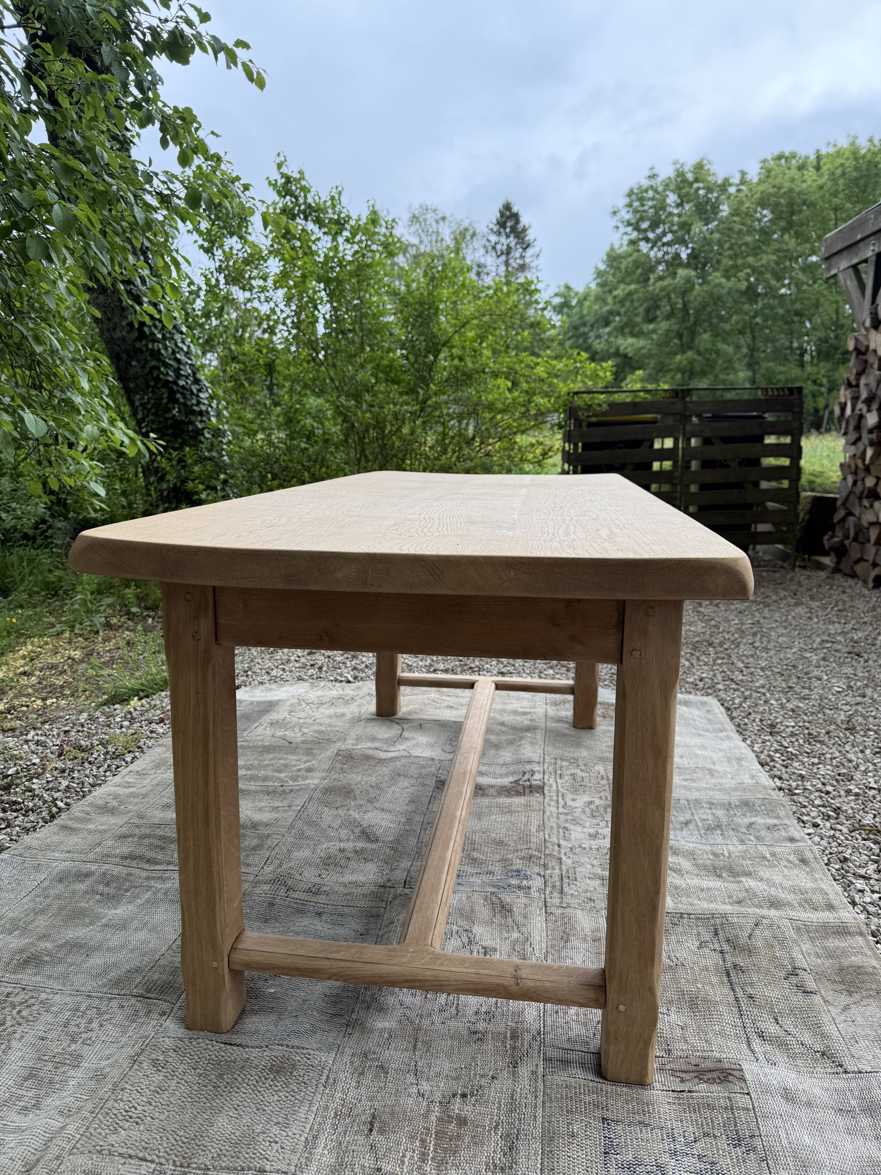 Table de ferme rénové 180cm double tiroir