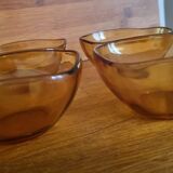 Set of 4 vintage amber glass bowls by Vereco.