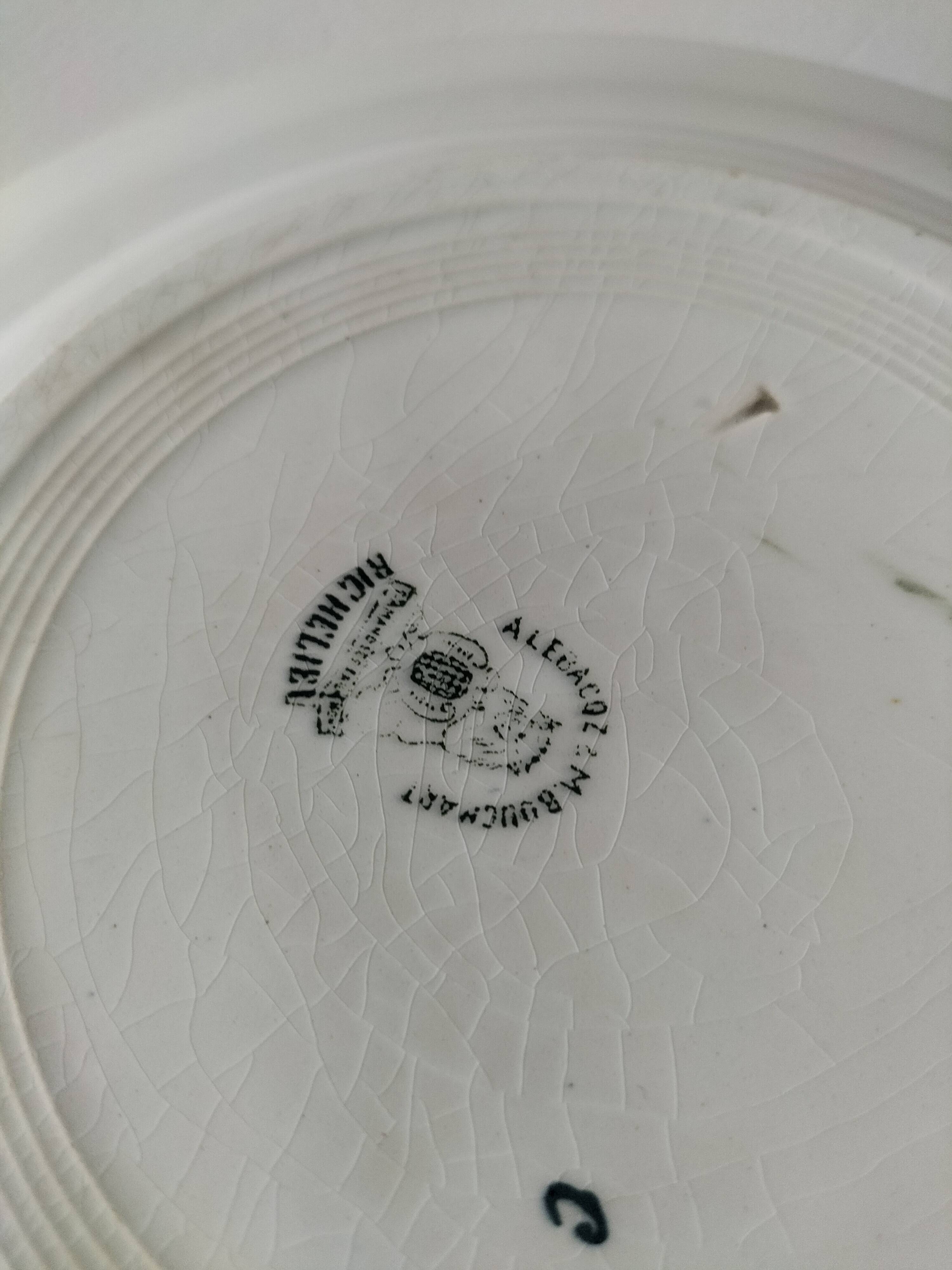 4 ironstone plates A. Lebacqz & M. Bouchart Richelieu model