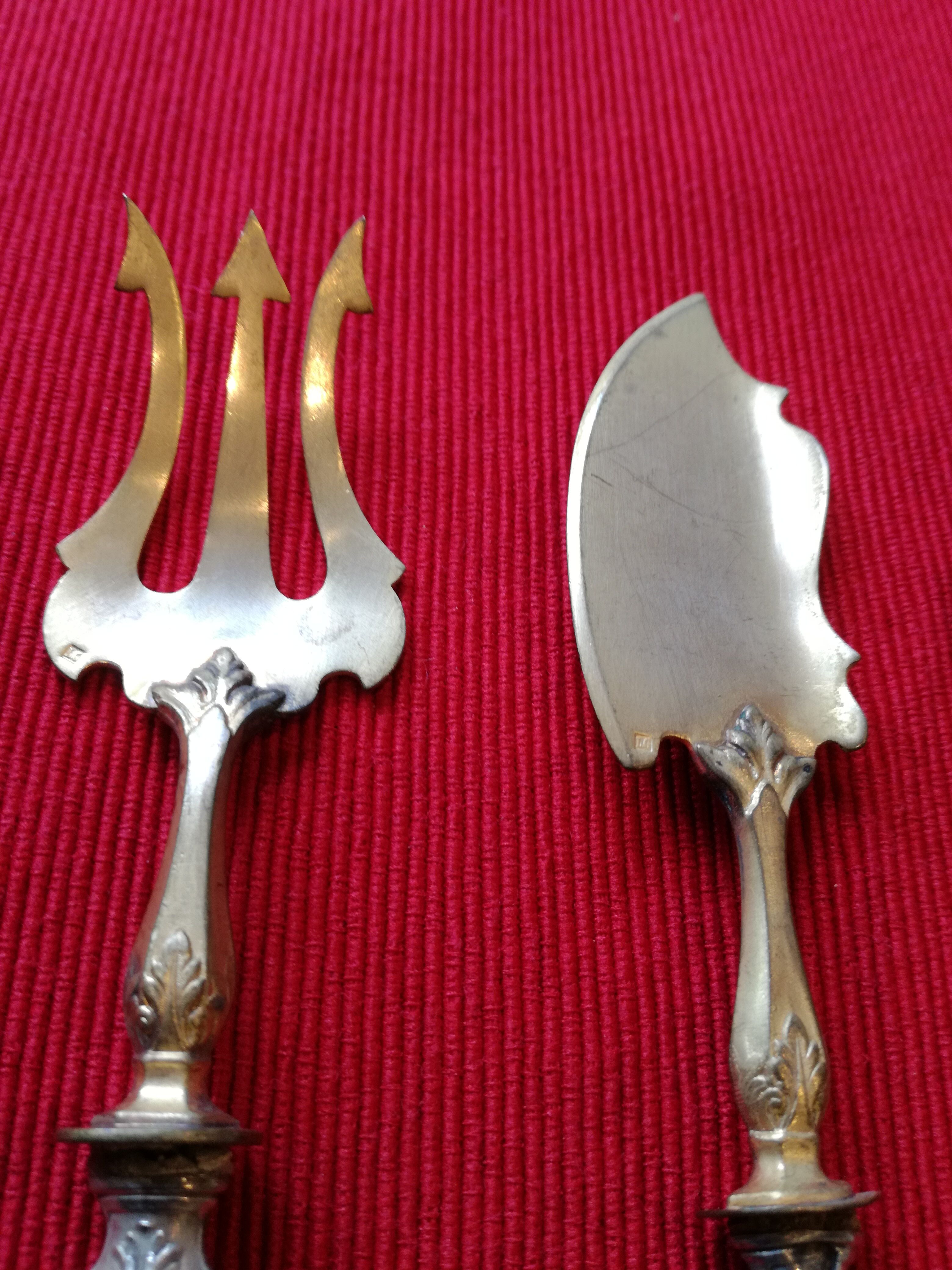 Cutlery with mignardises Late nineteenth silver and vermeil