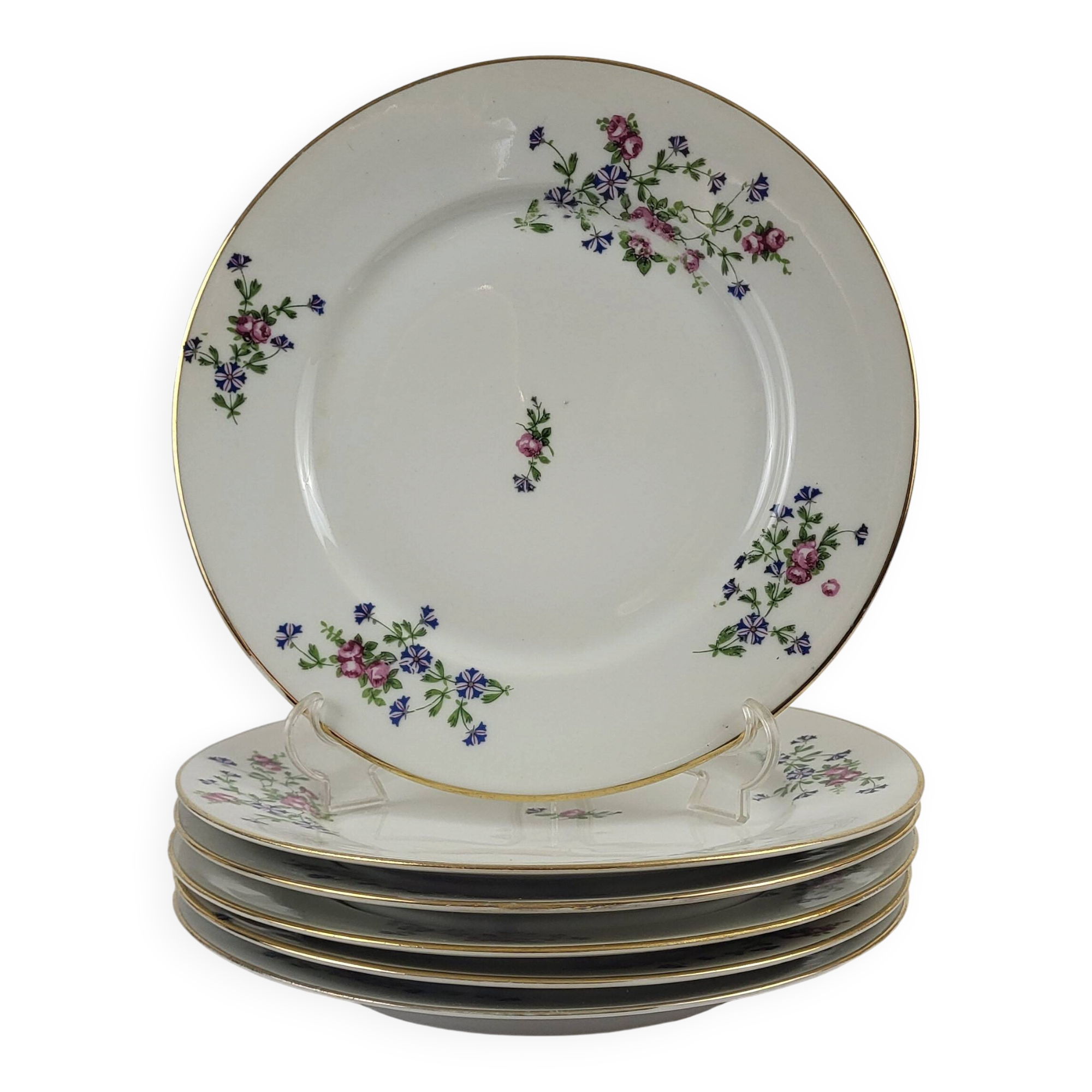 6 flat plates decorated with barbs