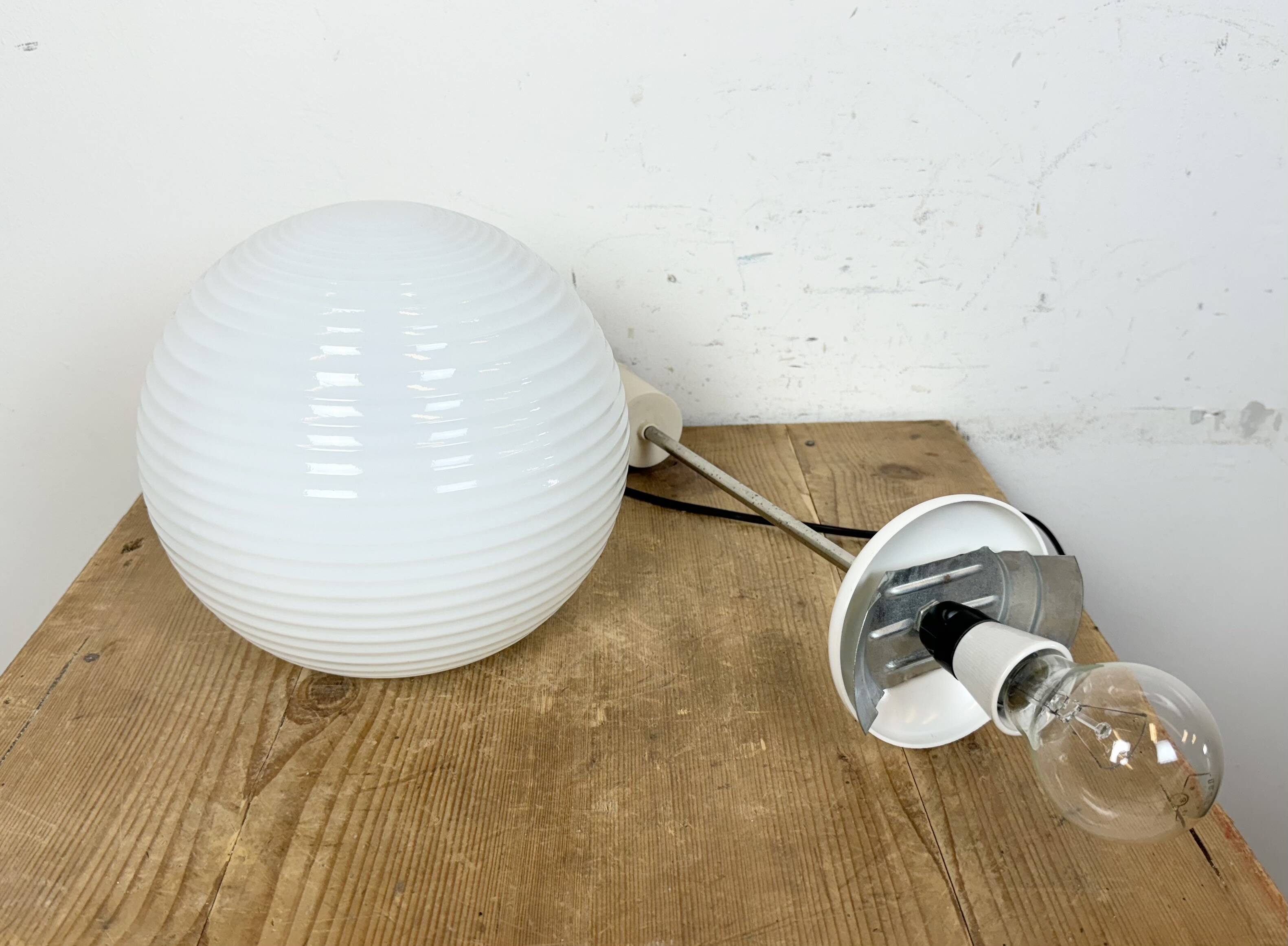 Vintage Chandelier with Milk Glass from Elektrosvit, 1960s