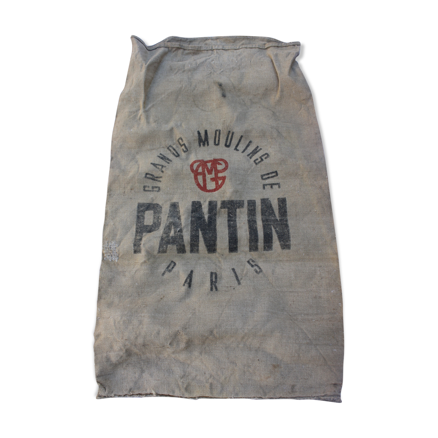Sac en toile de jute ancien Grands moulins de Paris Pantin farine