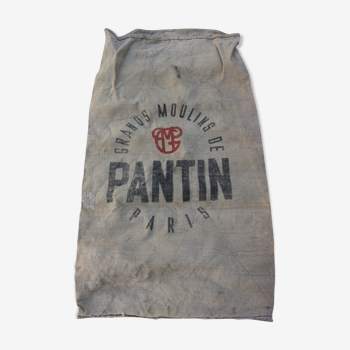 Sac en toile de jute ancien Grands moulins de Paris Pantin farine