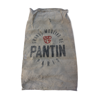 Sac en toile de jute ancien Grands moulins de Paris Pantin farine