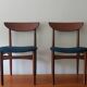 Pair of Lane Perception teak dining chairs in petrol blue-green, USA 1960s