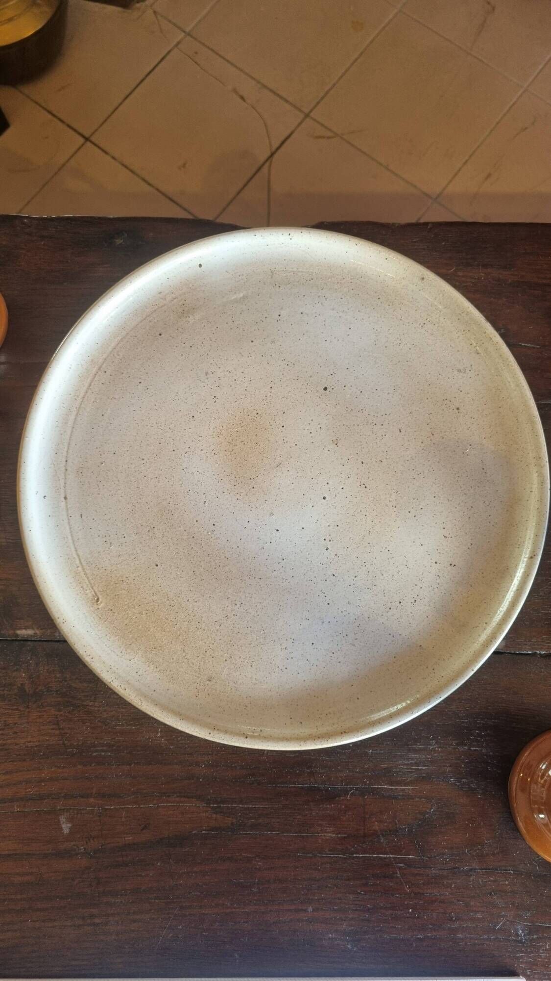 Large pie or cheese dish in stoneware
