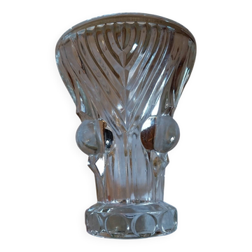 Small art deco vase in molded tempered glass