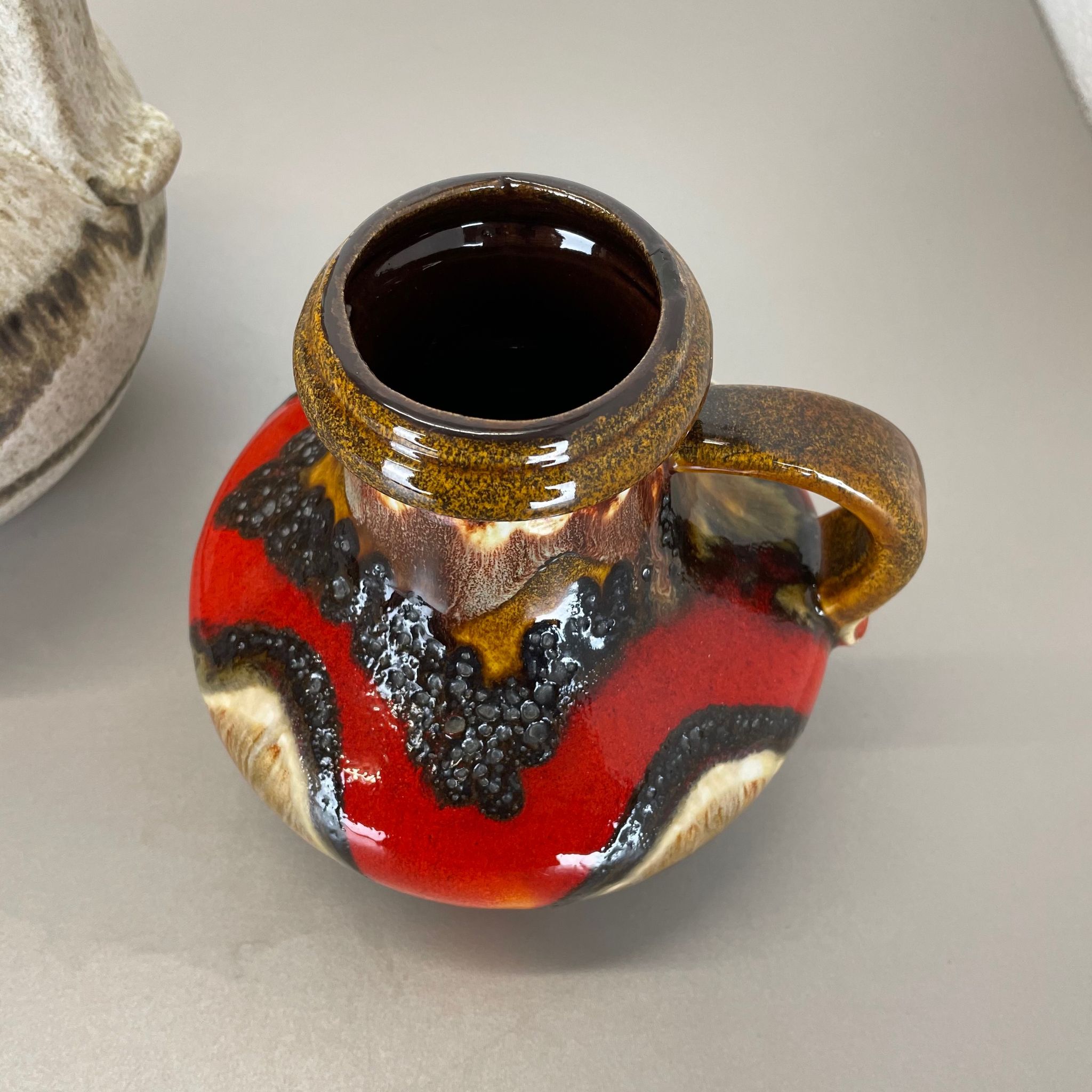 Set of Two Pottery Fat Lava Vases "Multi-Color" by Scheurich, Germany, 1970s
