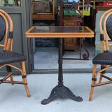 Set table and 2 chairs bistrot Vintage / rattan and braided vinyl