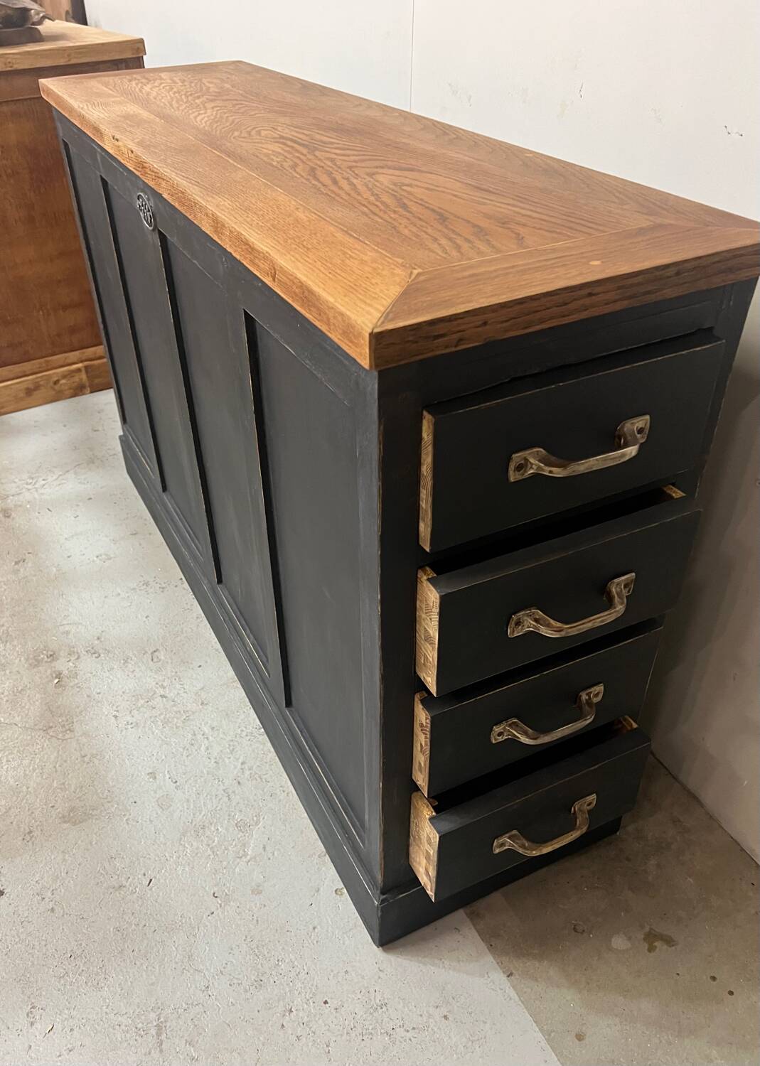 Old oak workshop drawer unit