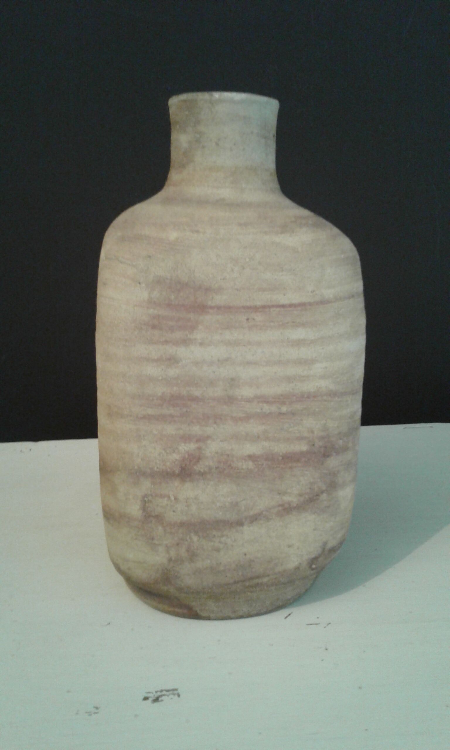 Bottle vase. ceramic enamelled with a flower. Mid-20th. Ht 21.5 cm