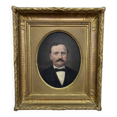Portrait, oil on canvas of a man with a moustache signed Louis Joseph Digout, 19th century.