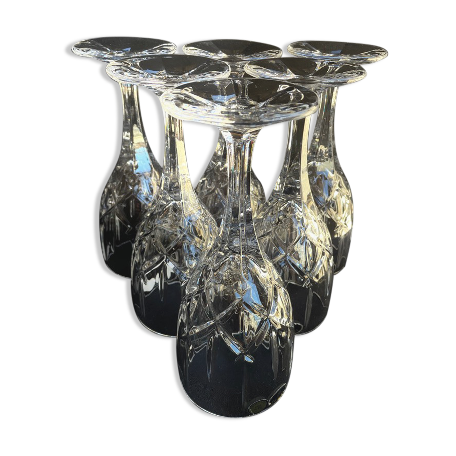 Bohemia - glasses on foot (6) - Modern mid-century - Lead crystal 24% Pbo