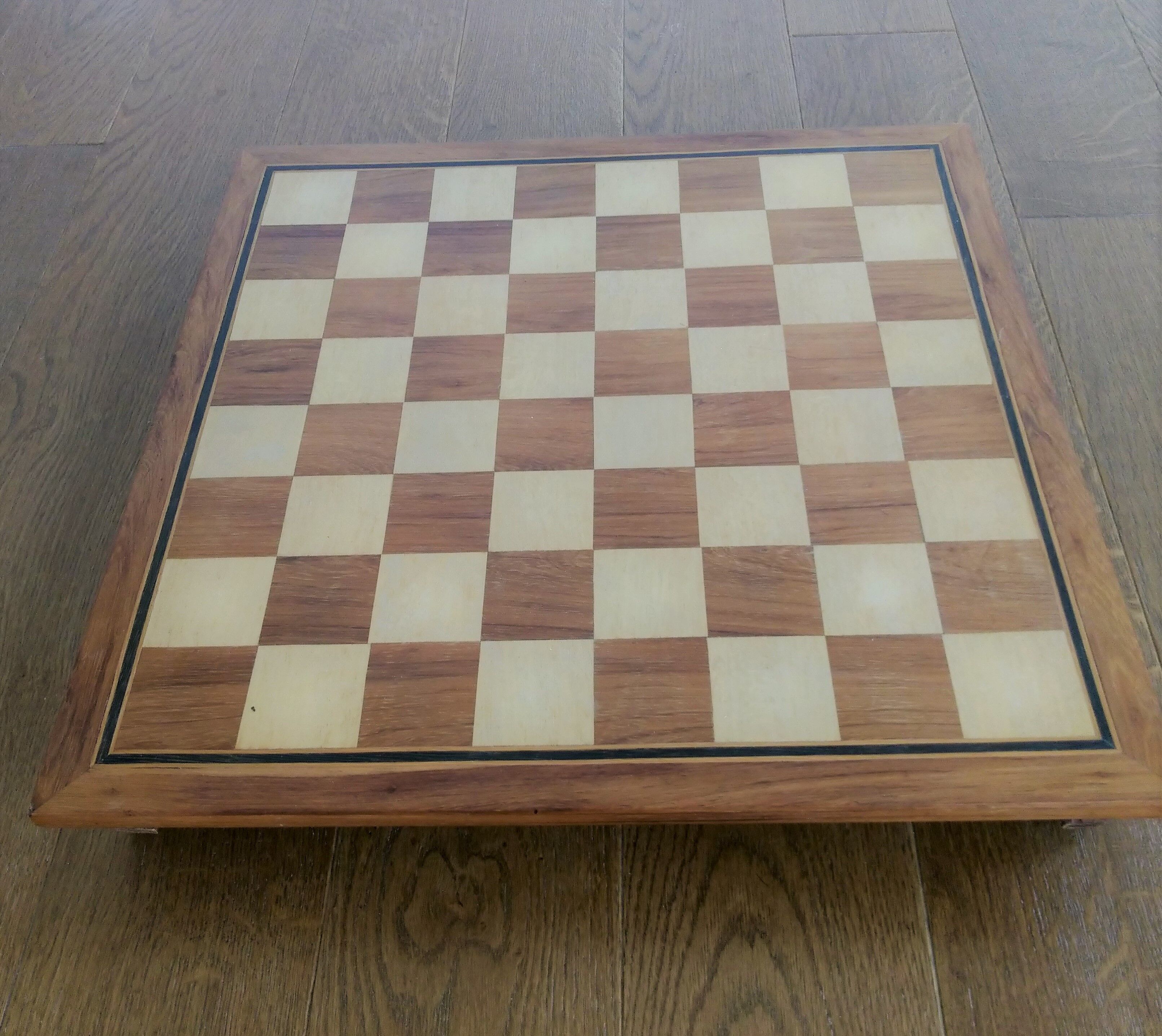 Carved wooden chess game