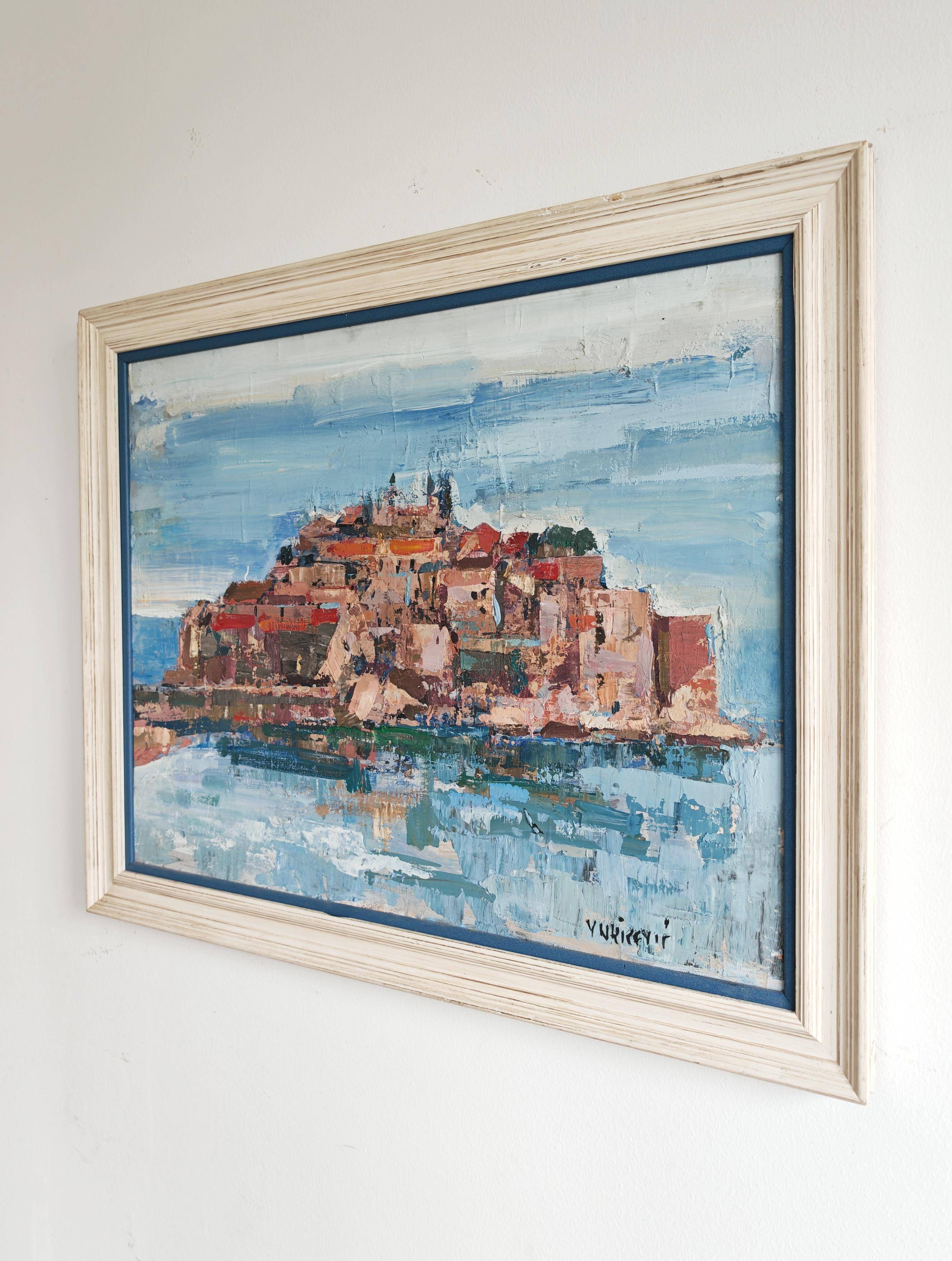 Mid Century painting "Saint Stephen Island" by Predrag Vukicevic