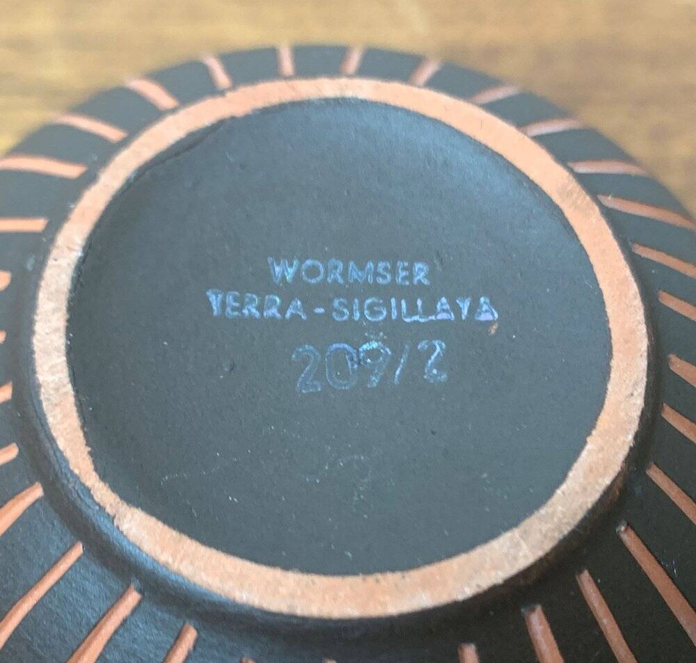 Wormser Terra-Sigillata pottery vase from Germany, mid-century, 1960s.