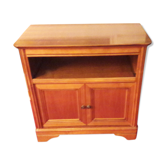 Meuble TV dessus pivotant plateau coulissant 2 portes style Louis Philippe