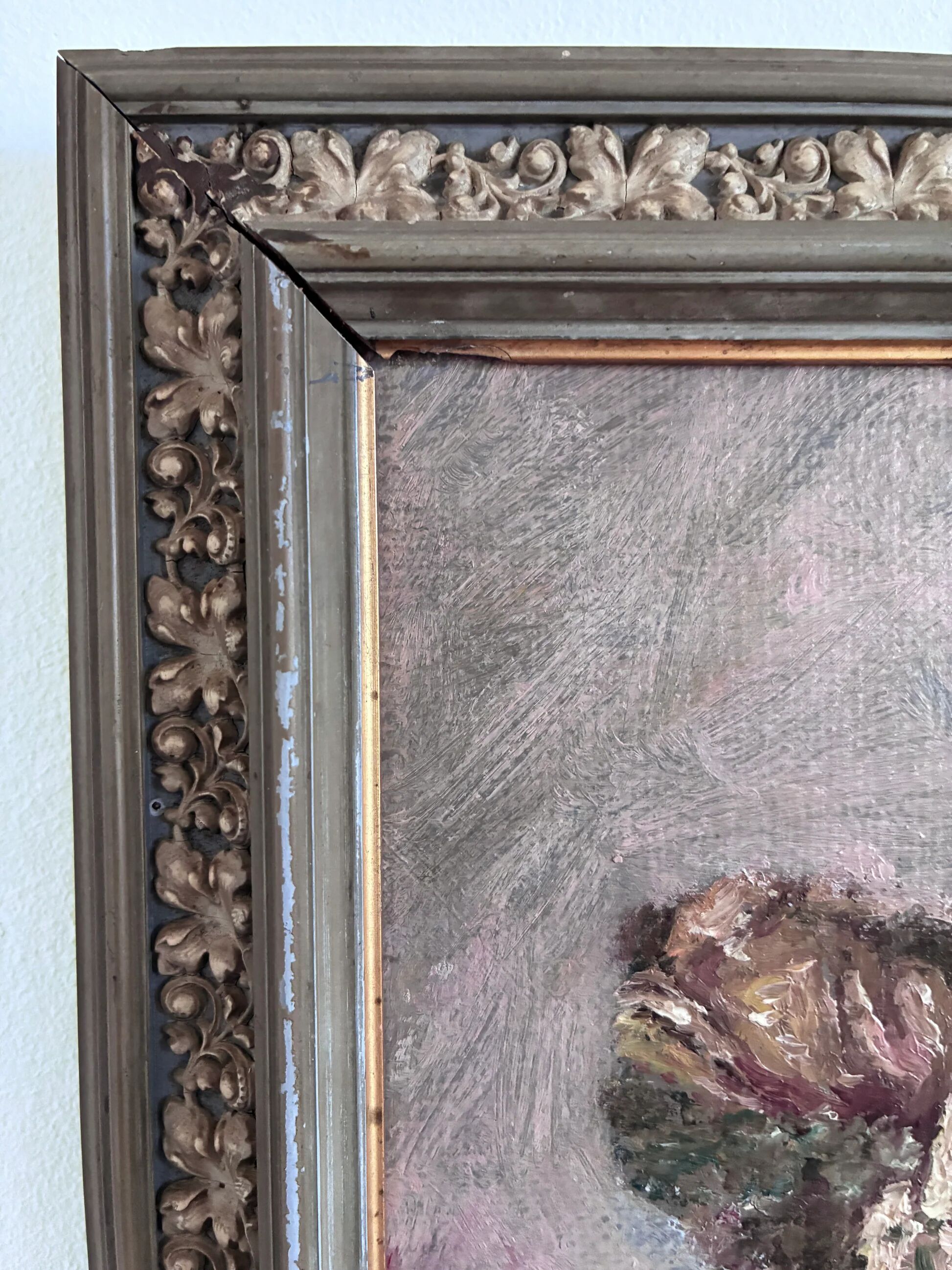 Vintage original flower oil painting, flower still life art