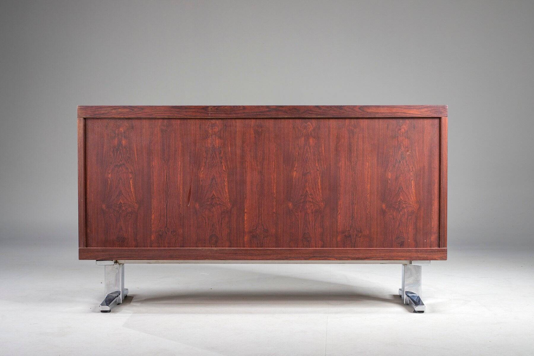 Mid-century wood veneer sideboard with chrome legs, 1960s