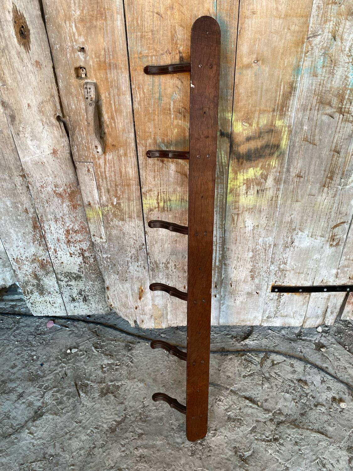 Porte Manteau Vestiaire Mural 6 Patères Bois Courbé Vintage #D740