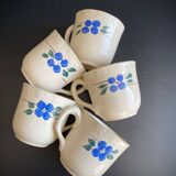 Set of 5 Vintage "Honorine" Mugs - Moulin des Loups (Orchies)